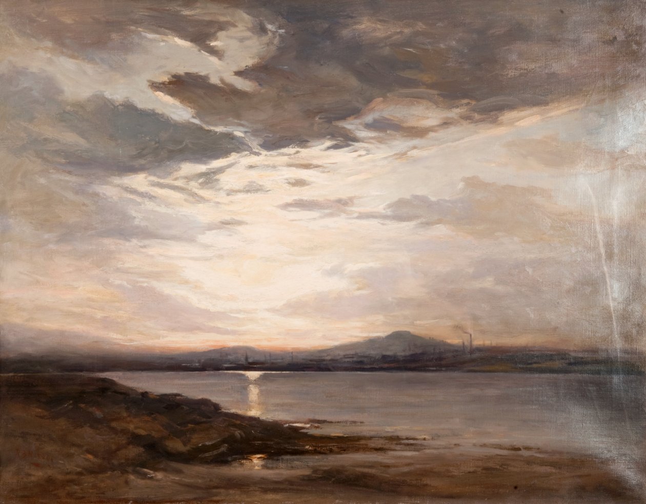 Katse kohti Dundeea, auringonlasku (öljy kankaalle) tekijältä Robert Buchan Nisbet