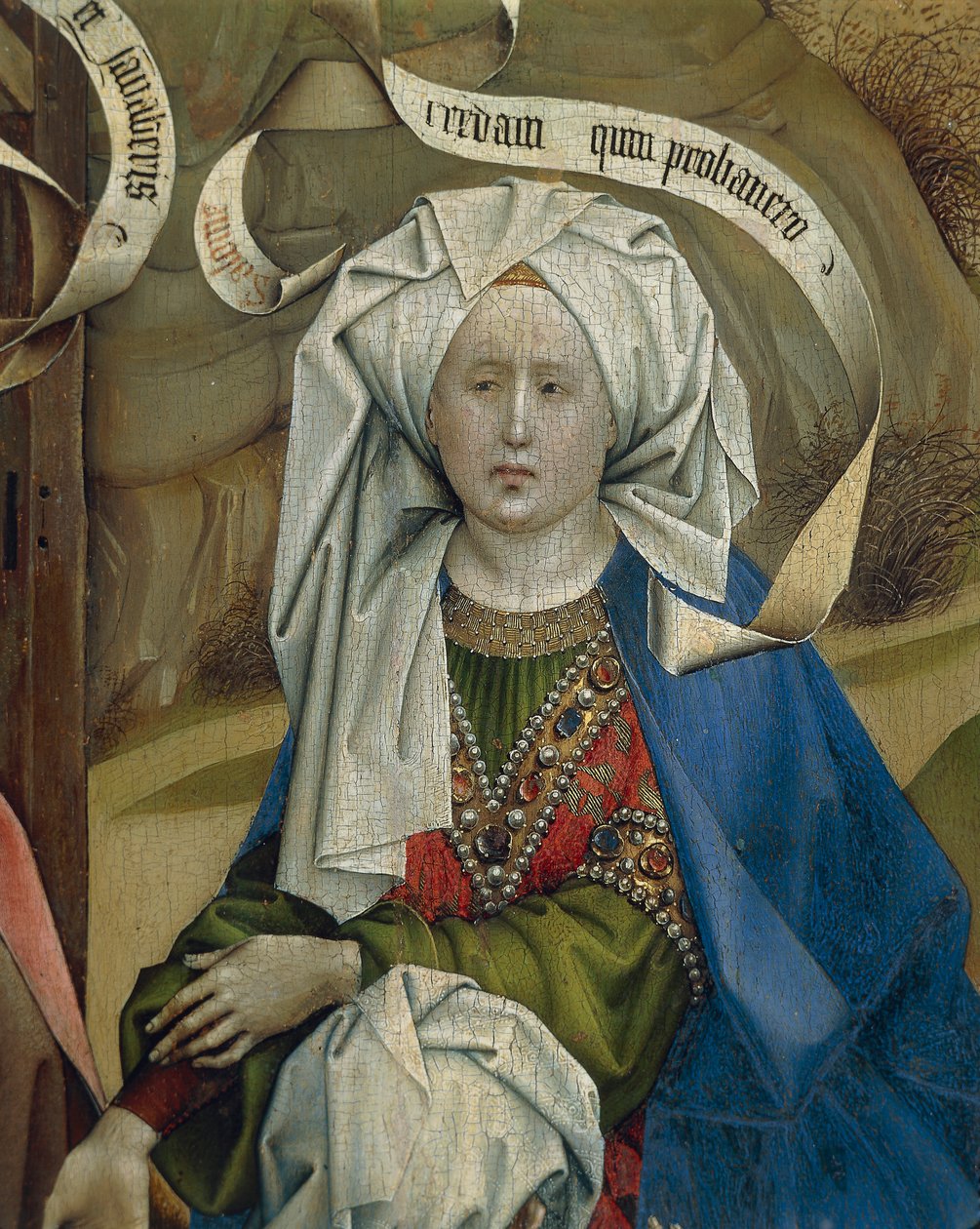 Yksityiskohta naisesta syntymästä, Flemalle-mestari Robert Campin (1375/1379-1444), öljy paneelille, noin 1420 tekijältä Robert Campin