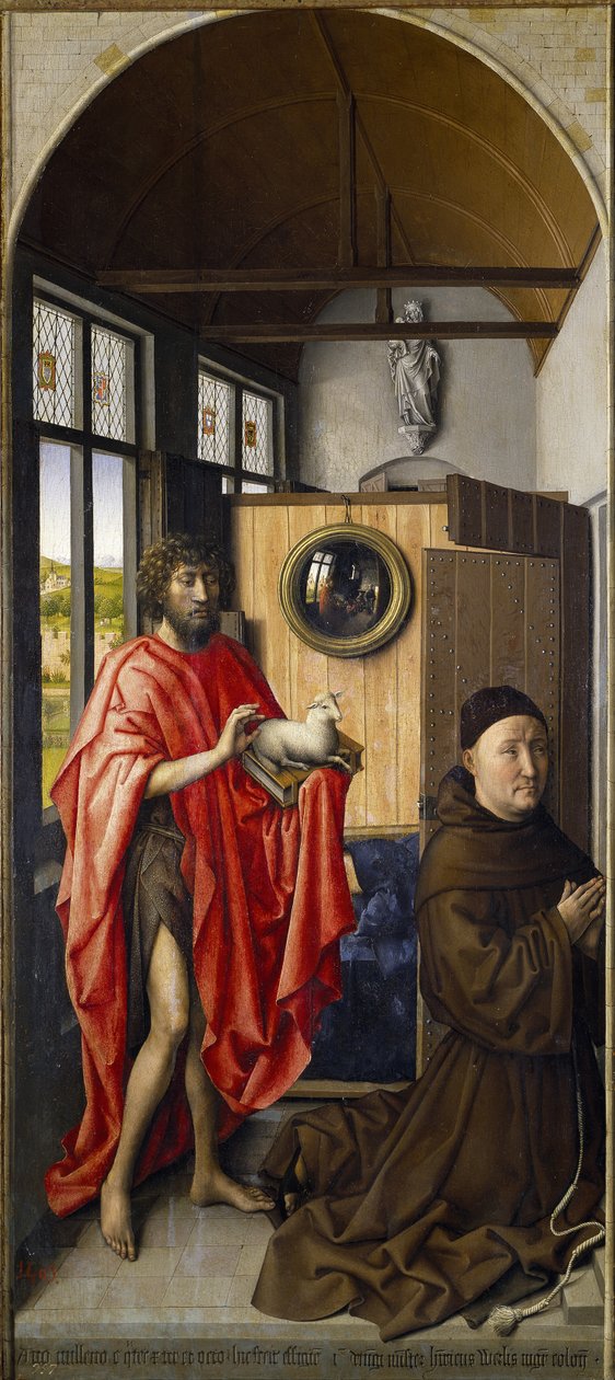 Pyhä Johannes Kastaja ja fransiskaani Heinrich von Werl, 1437 tekijältä Robert Campin