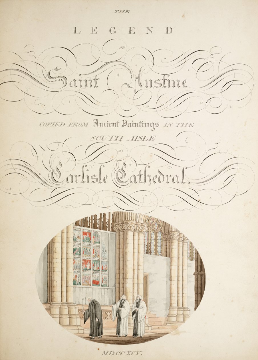 Ms. New Coll 380, f9r. Pyhän Marian Carlislen katedraalikirkon antiikki, piirtänyt Robert Carlile, 1795 (kynä ja muste ja wc paperille) tekijältä Robert Carlile