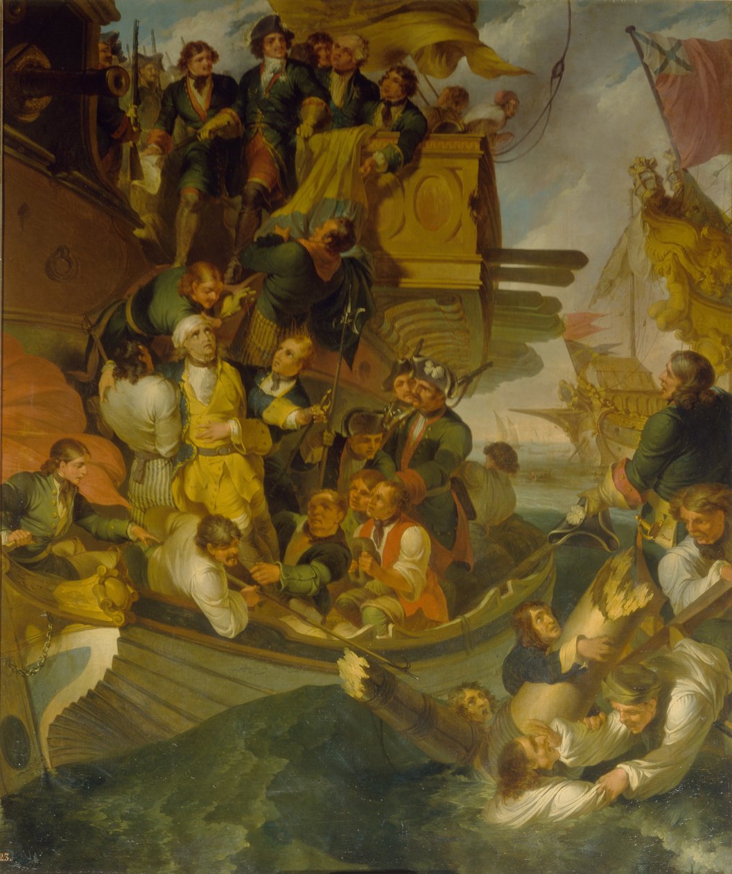 Amiraali Nils Ehrenskiöldin valtaaminen Gangutin taistelussa 1700-luvun puolivälissä. tekijältä Robert Carr Porter