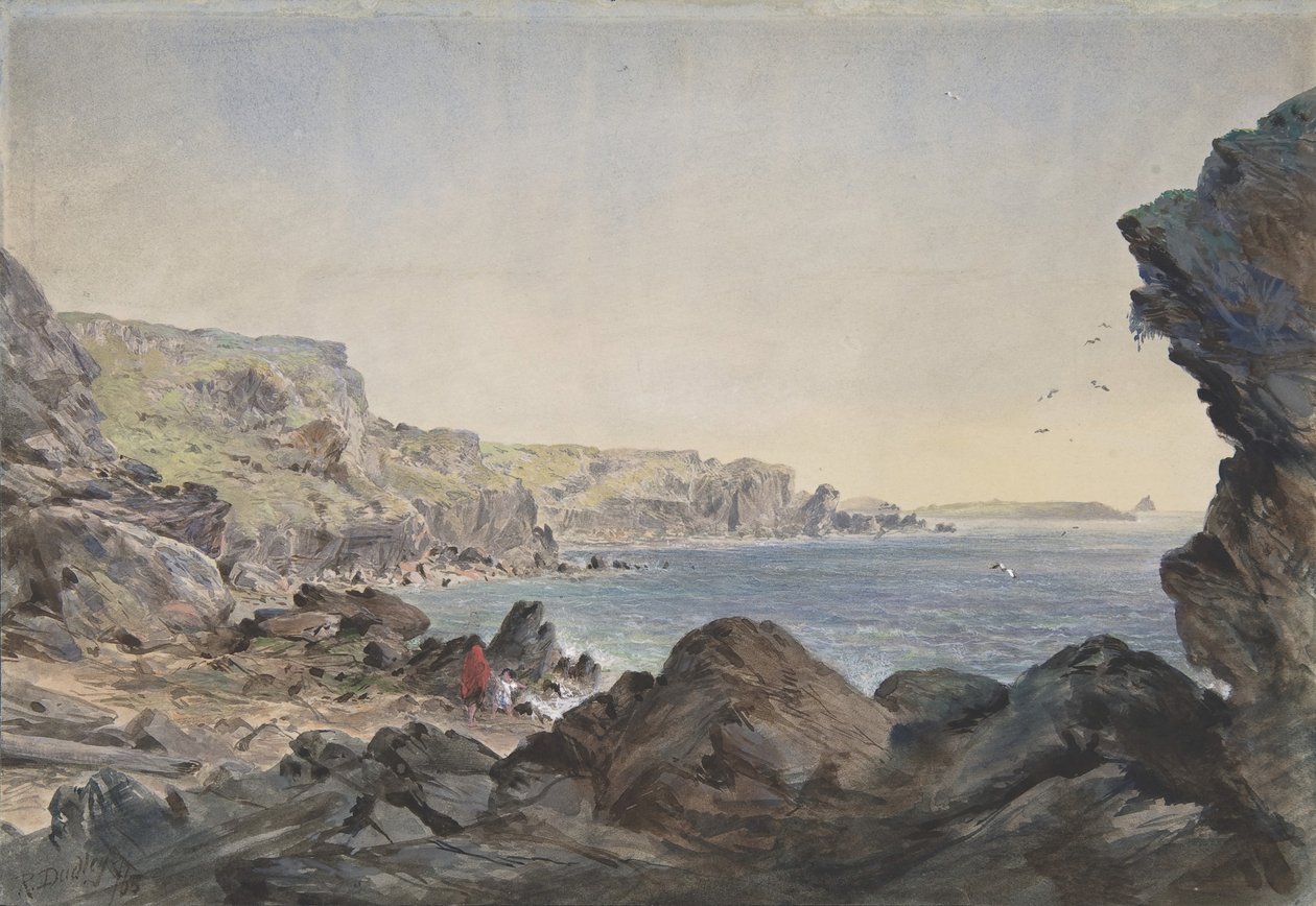 Foilhummerum Bay, Valentia, mirant cap al mar des del punt on el cable..., 1865-66. finlandès tekijältä Robert Charles Dudley