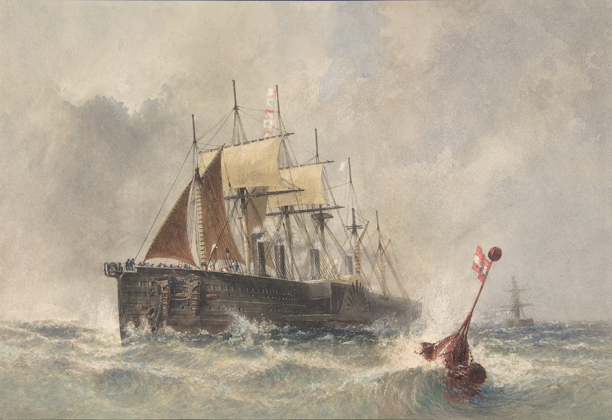 Poijun laukaisu Great Easternin keulasta 8. elokuuta 1865, 1865-66. tekijältä Robert Charles Dudley