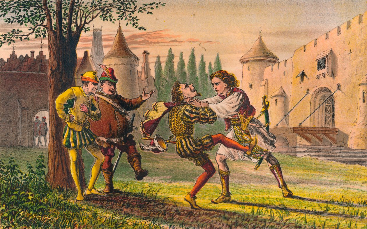 Sebastian: Miksi! Siinä sinulle! Ja siellä! Ja siellä!, c1875 tekijältä Robert Charles Dudley