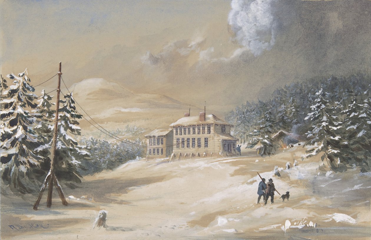 Trinity Bay, Newfoundland, Telegraph Housen ulkonäkymä vuosina 1857-1858, 1865-66. tekijältä Robert Charles Dudley