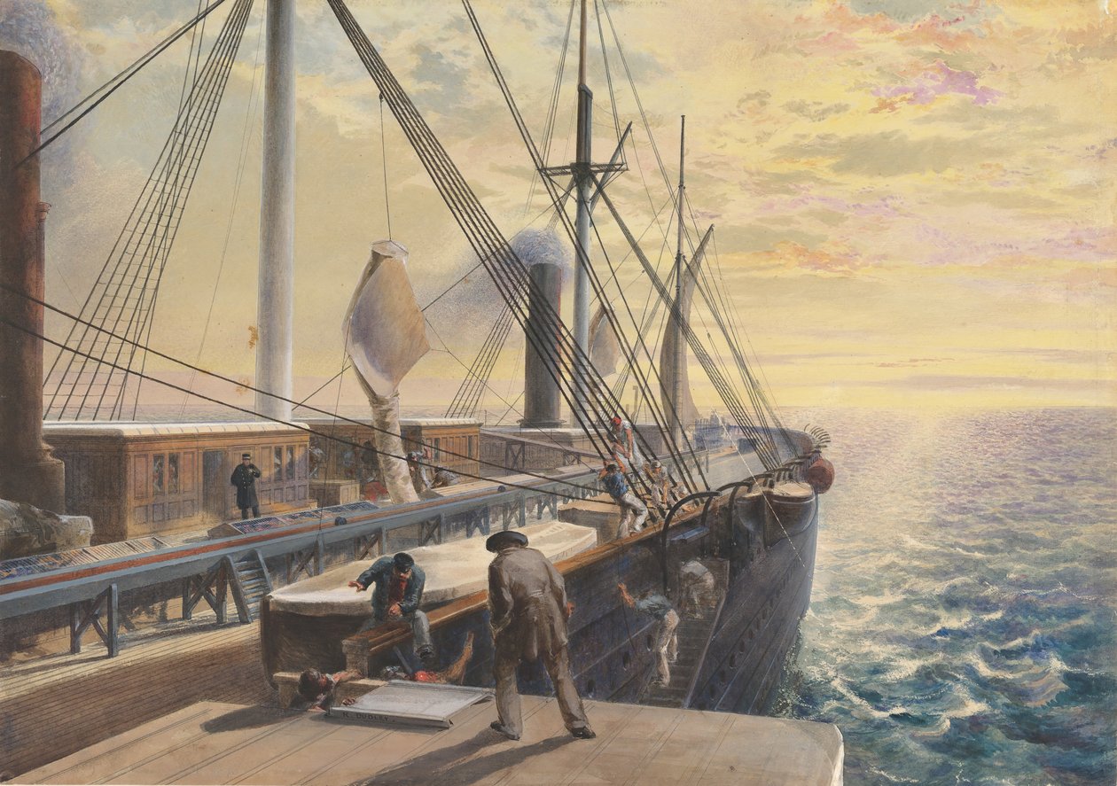 Näkymä takaapäin, Great Easternin portin melalaatikosta, jossa näkyy koukku..., 1865-66. tekijältä Robert Charles Dudley