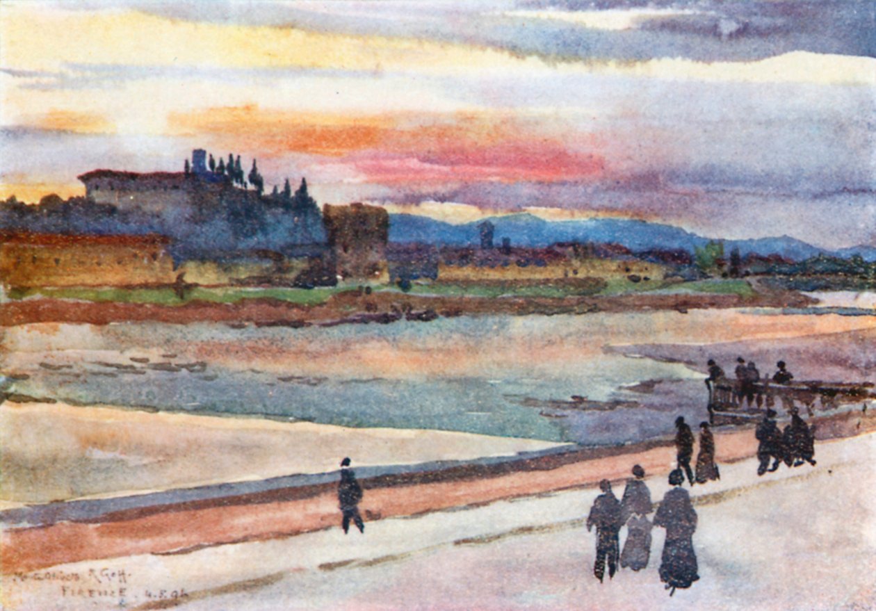 Auringonlasku Monte Oliveton yllä (värilitro) tekijältä Robert Charles Goff