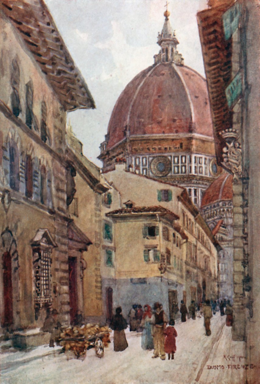 Via dei Servi (värillinen litografia) tekijältä Robert Charles Goff