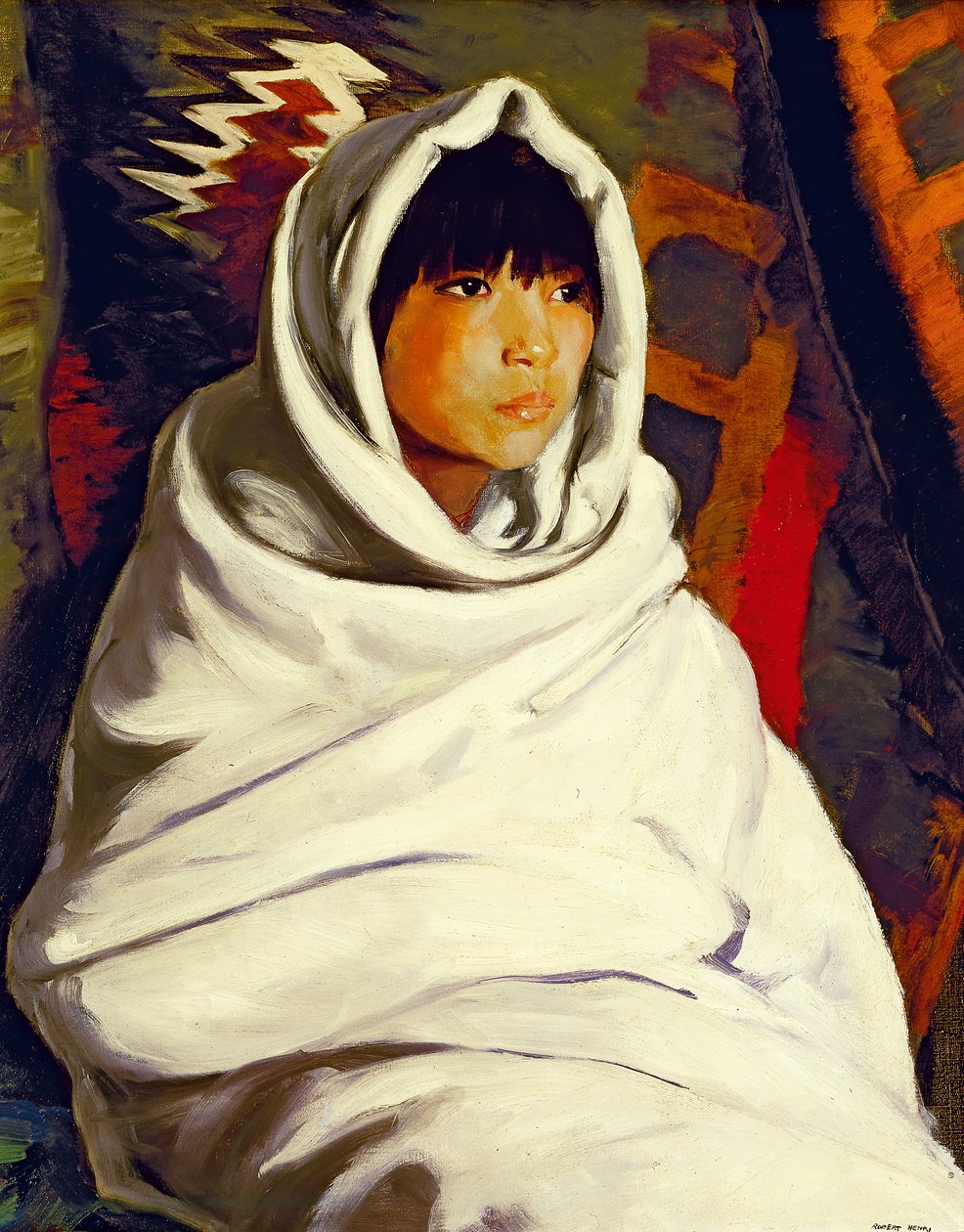 Intialainen tyttö valkoisessa peitossa, 1917 tekijältä Robert Cozad Henri