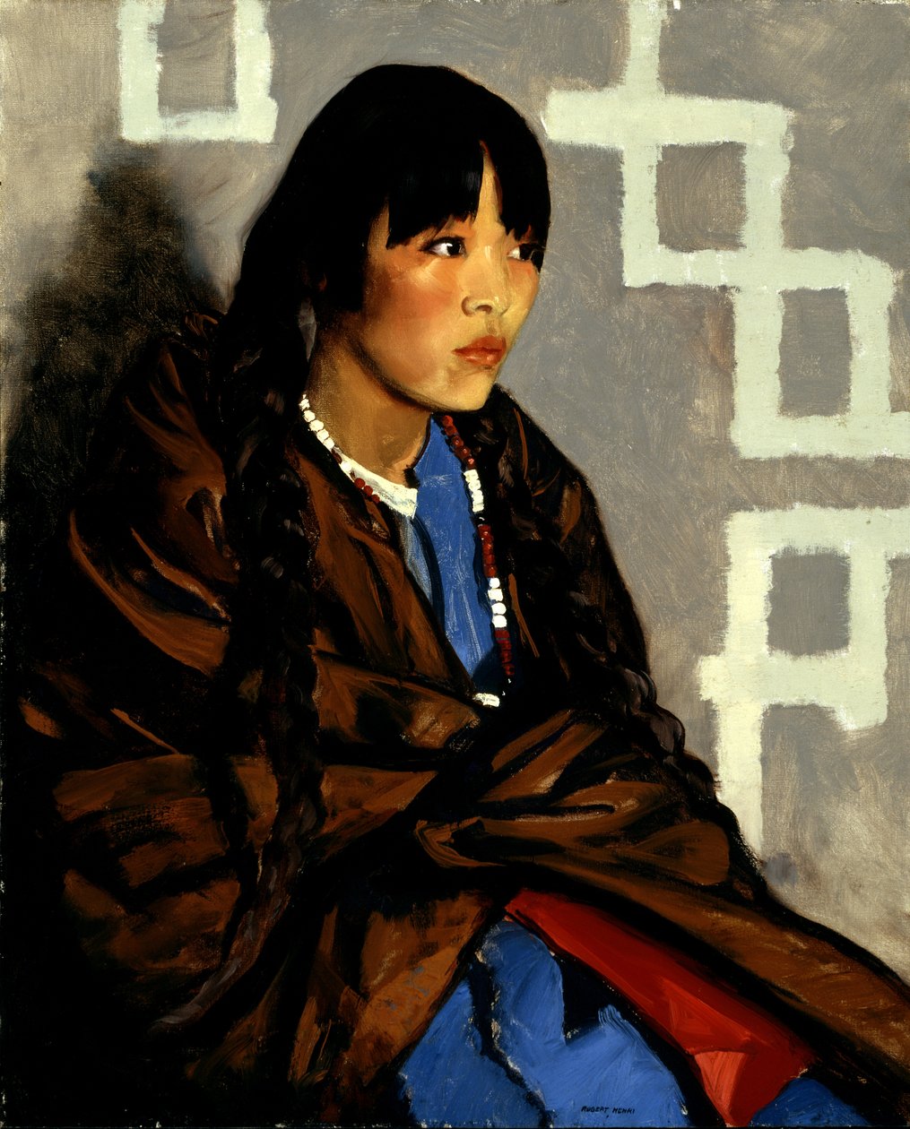 Indian Girl eli Julianita, n. 1917 (öljy kankaalle) tekijältä Robert Cozad Henri
