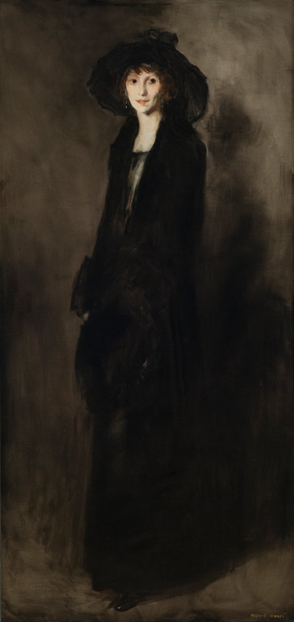 Nainen mustassa sametissa (Eulabee Dix Beckerin muotokuva) 1911 (Öljy kankaalle) tekijältä Robert Cozad Henri