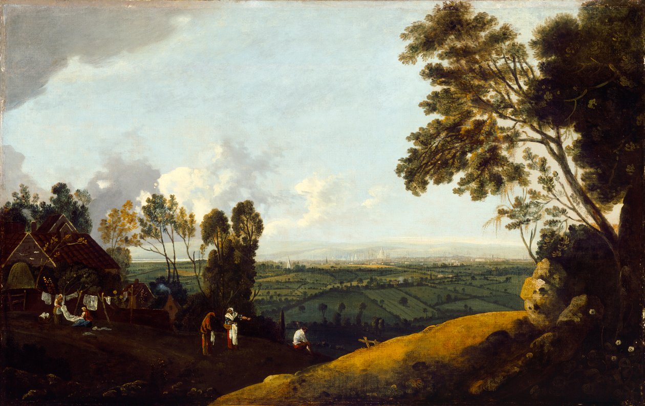 Näkymä Lontooseen Highgatesta, n. 1775 (öljy kankaalle) tekijältä Robert Crone