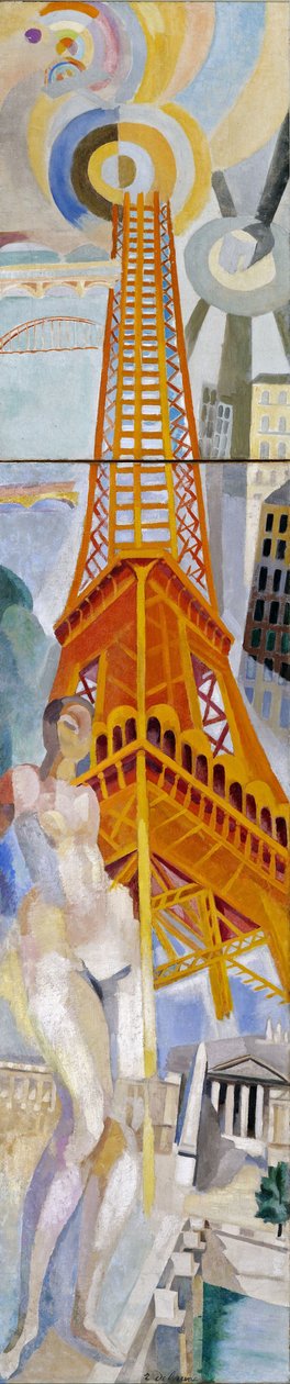 Pariisin kaupunki, nainen ja Eiffel-torni, 1925. tekijältä Robert Delaunay