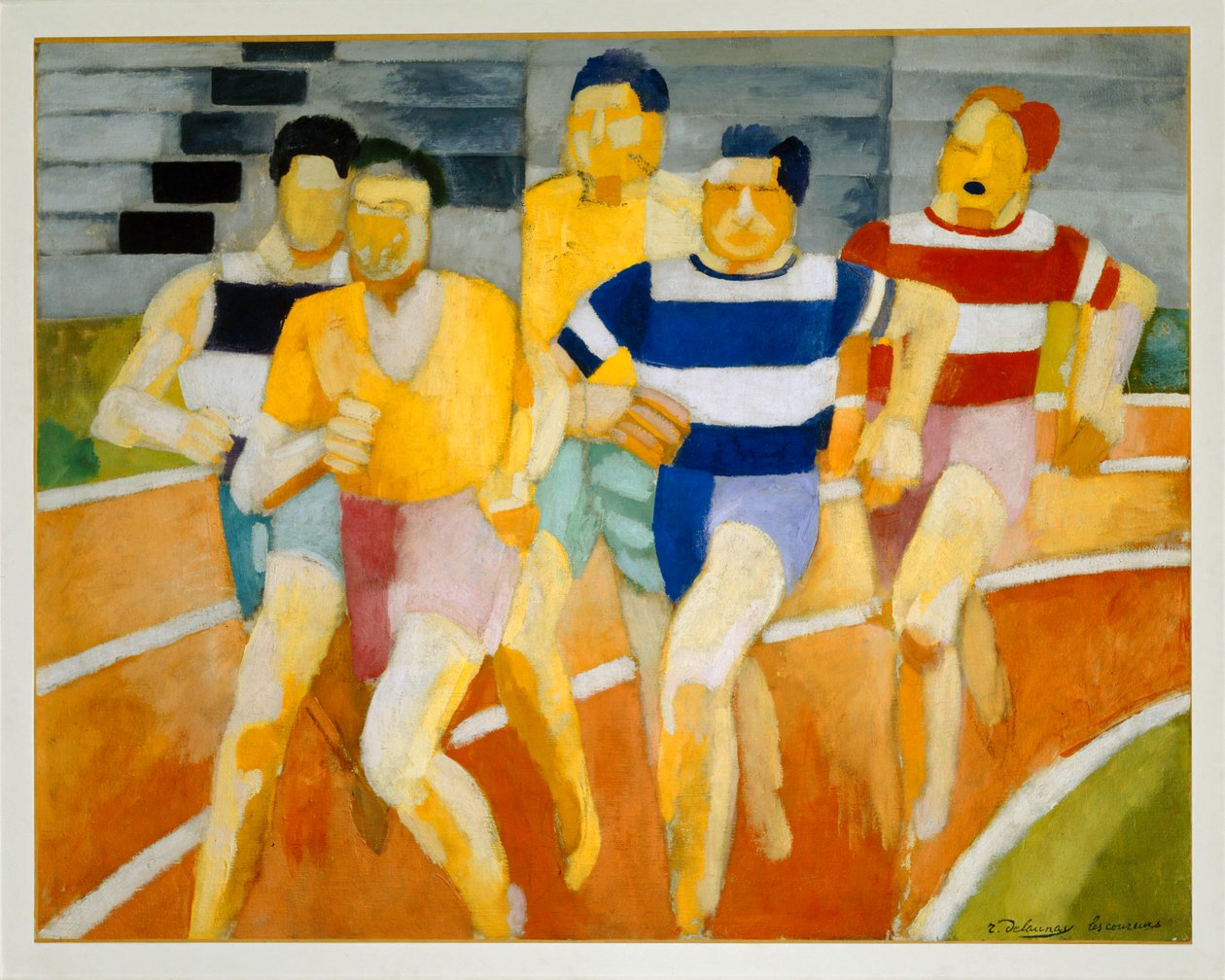 Les coureurs - juoksijat ... (maalaus kankaalle) tekijältä Robert Delaunay