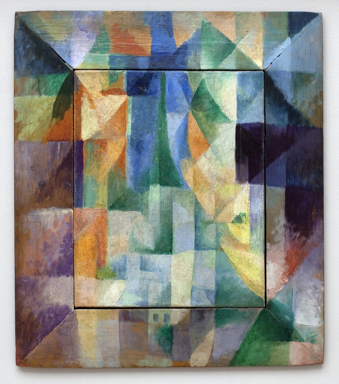 Samanaikaiset ikkunat kaupunkiin. Osa 1, toinen kuvio, ensimmäinen kopio. Robert Delaunayn (1885-1941) maalaus Öljy kankaalle tekijältä Robert Delaunay