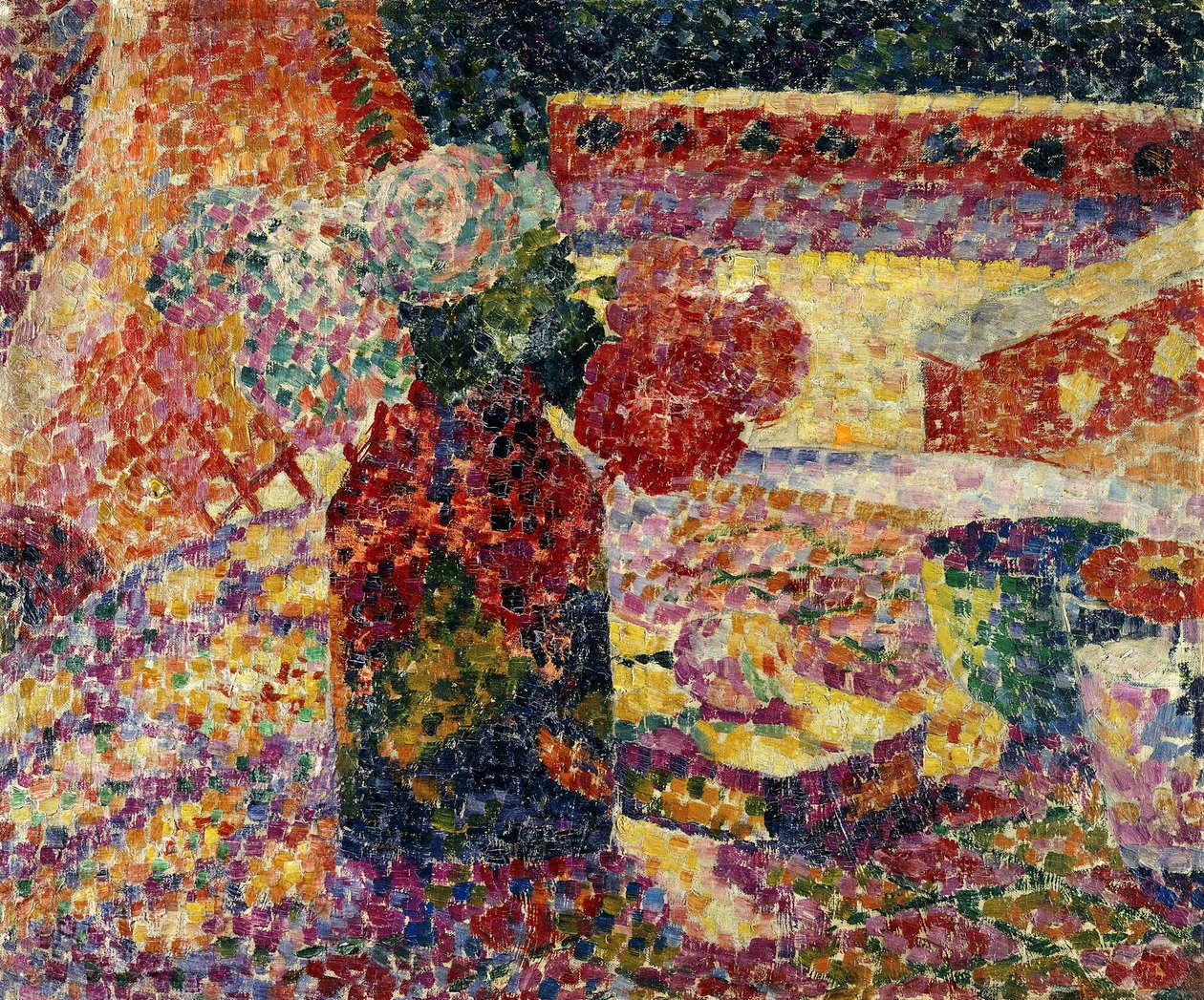 Asetelma kukkamaljakon kanssa, n. 1907 (öljy kankaalle) tekijältä Robert Delaunay