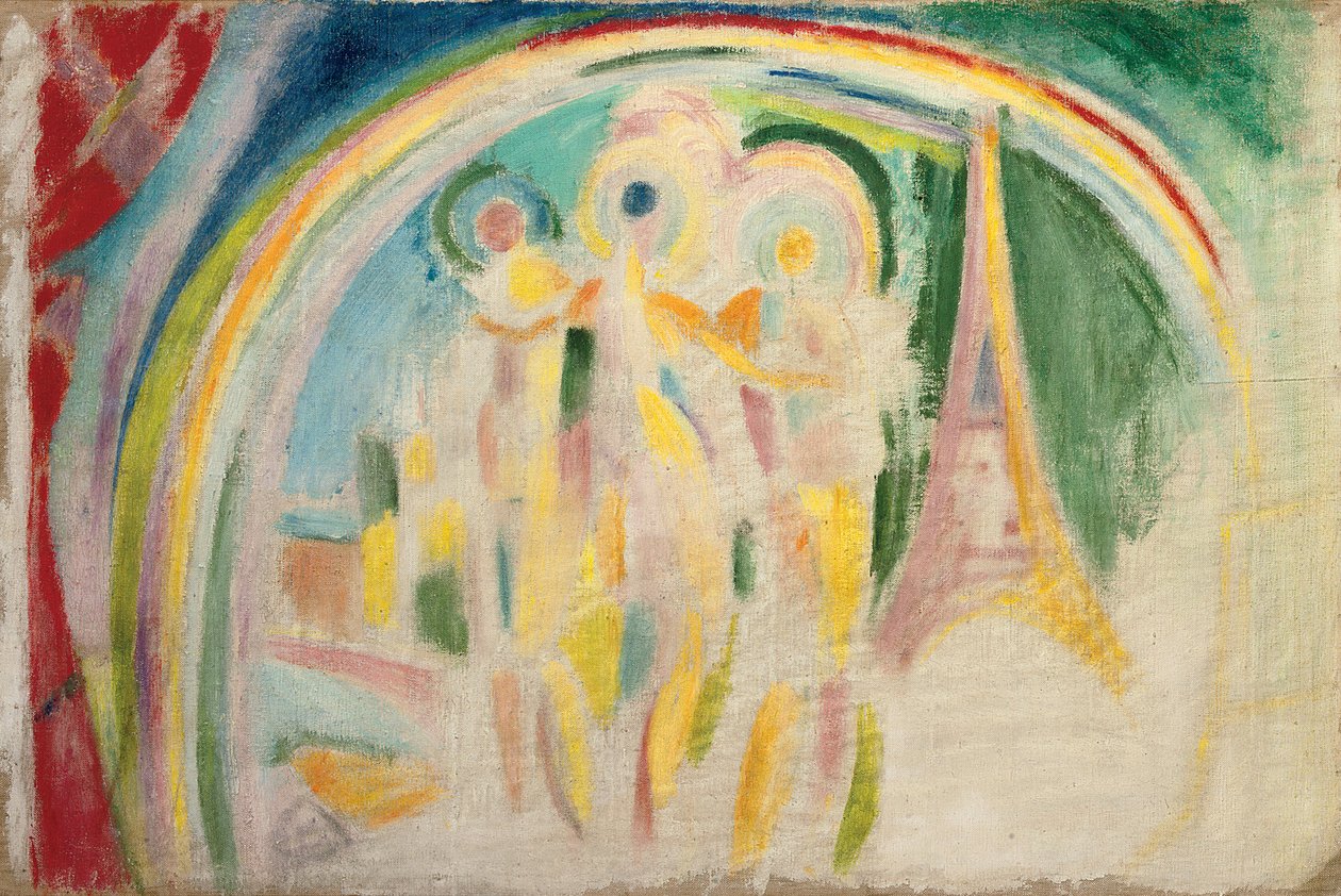 The Three Graces, tutkimus "La Ville de Parisille", n. 1911-1912 (öljy kankaalle) tekijältä Robert Delaunay