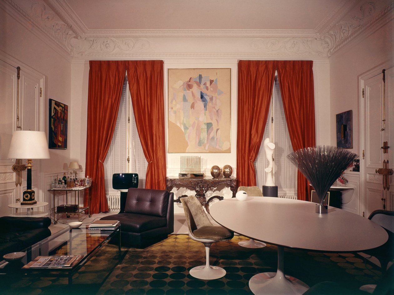 Georges Pompidoun lounge Elysee-palatsissa Pariisissa (Delaunayn maalaus). tekijältä Robert Delaunay