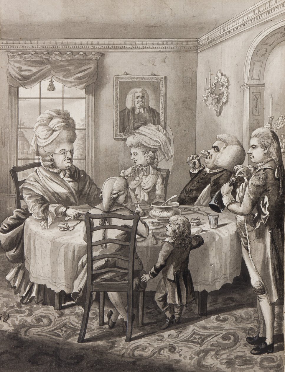 Mestaripappila hyvällä toimeentulolla, 1782 (kynällä, siveltimellä ja musteella vedetty paperi) tekijältä Robert Dighton