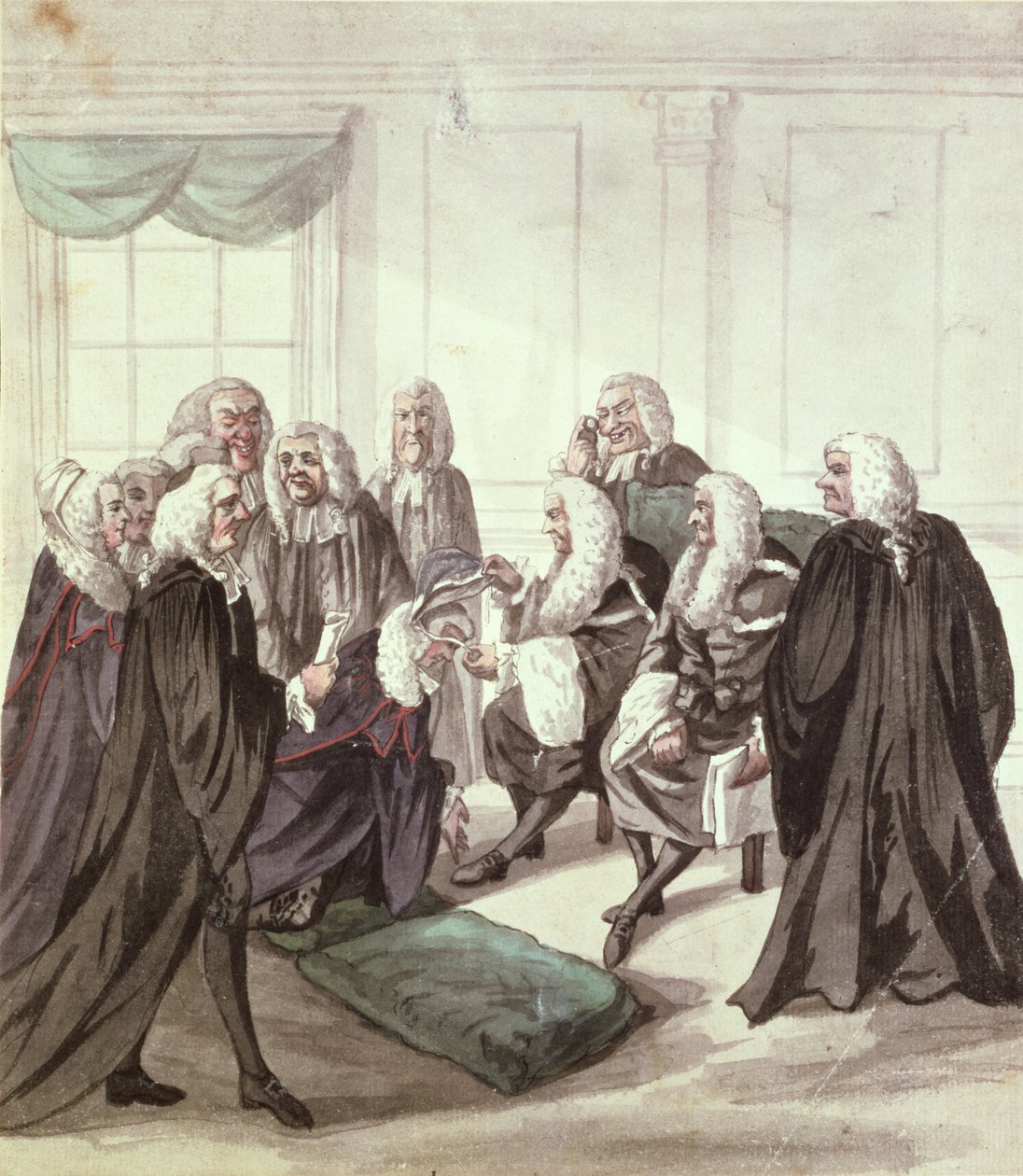 Kurkistus Westminster Halliin kersanttien kutsussa, 1700-luku (kynä ja muste ja wc paperilla) tekijältä Robert Dighton