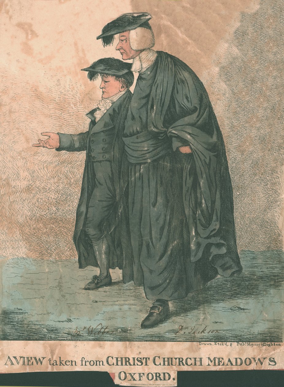 Näkymä Christ Church Meadowsista, Oxfordista, 1807 tekijältä Robert Dighton