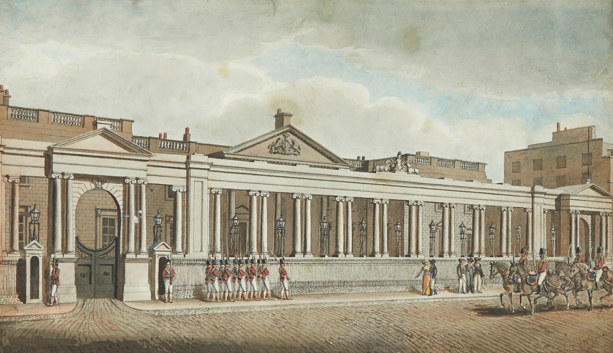 Carlton House, Pall Mall (kynä ja muste ja akvarelli) tekijältä Robert Dighton
