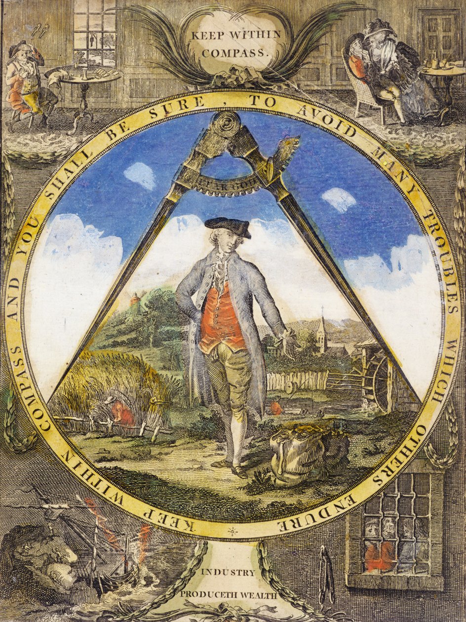 Pidä Compassissa c. 1784 (käsinvärinen etsaus ja kaiverrus) tekijältä Robert Dighton