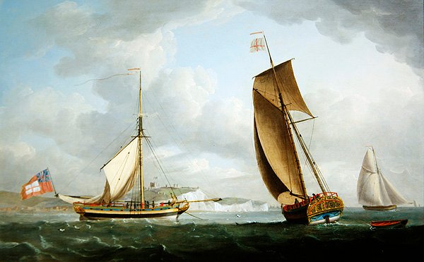 Trinity House Yacht kahdessa paikassa Doverin edustalla tekijältä Robert Dodd