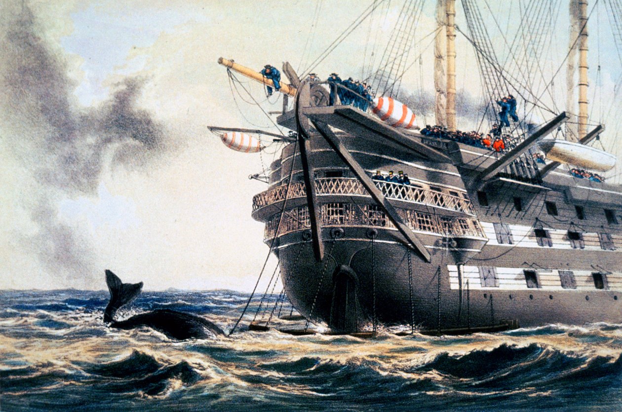 HMS "Agamemnon" laskemassa alkuperäistä Atlantin lennätinkaapelia, 1857 1866 tekijältä Robert Dudley