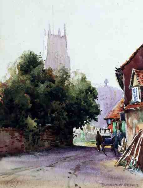 St. Albans, Misty Morning (akvarelli paperille) tekijältä Robert E. Groves