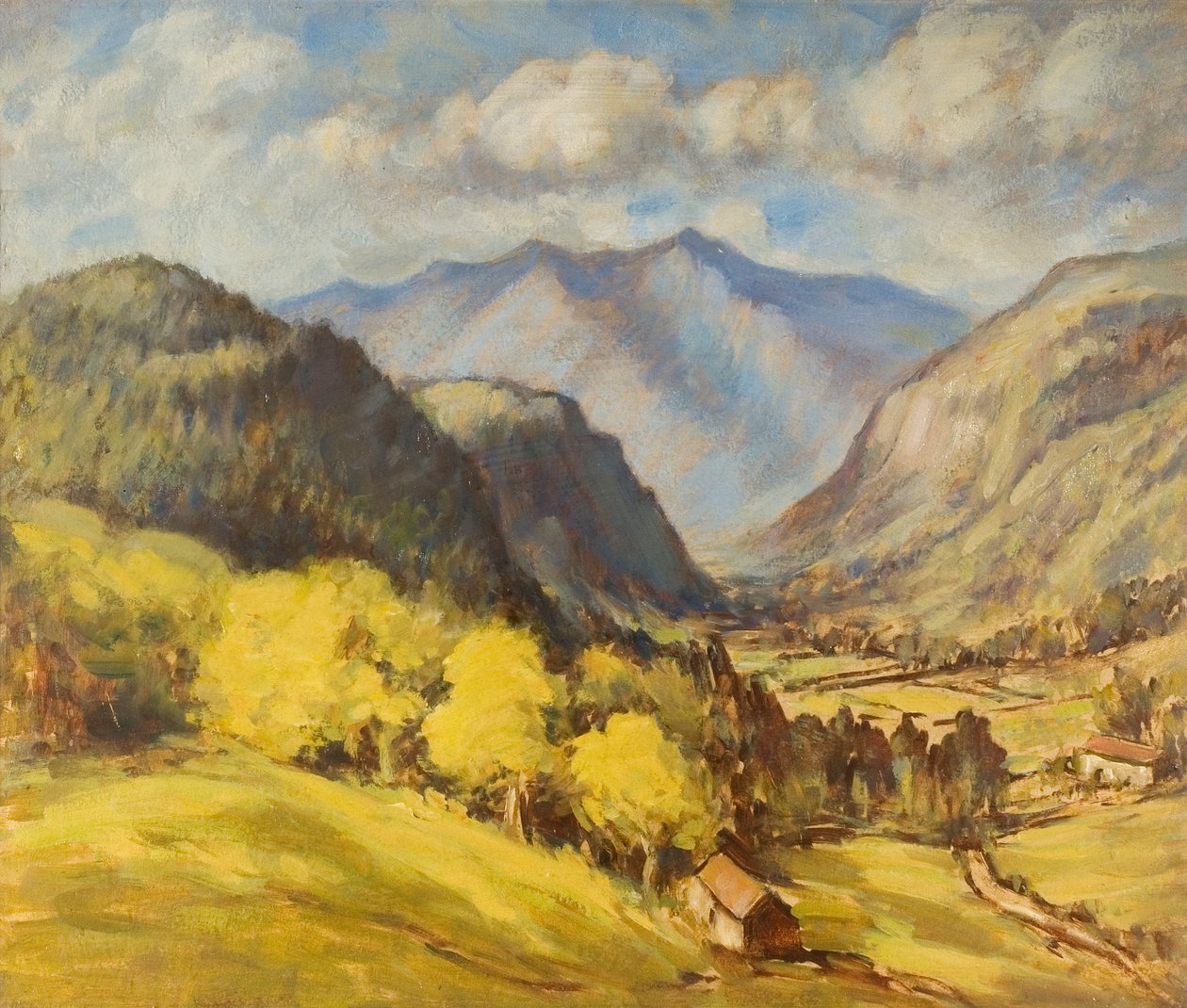 Valley Landscape (öljyä aluksella) tekijältä Robert Ernest McEune
