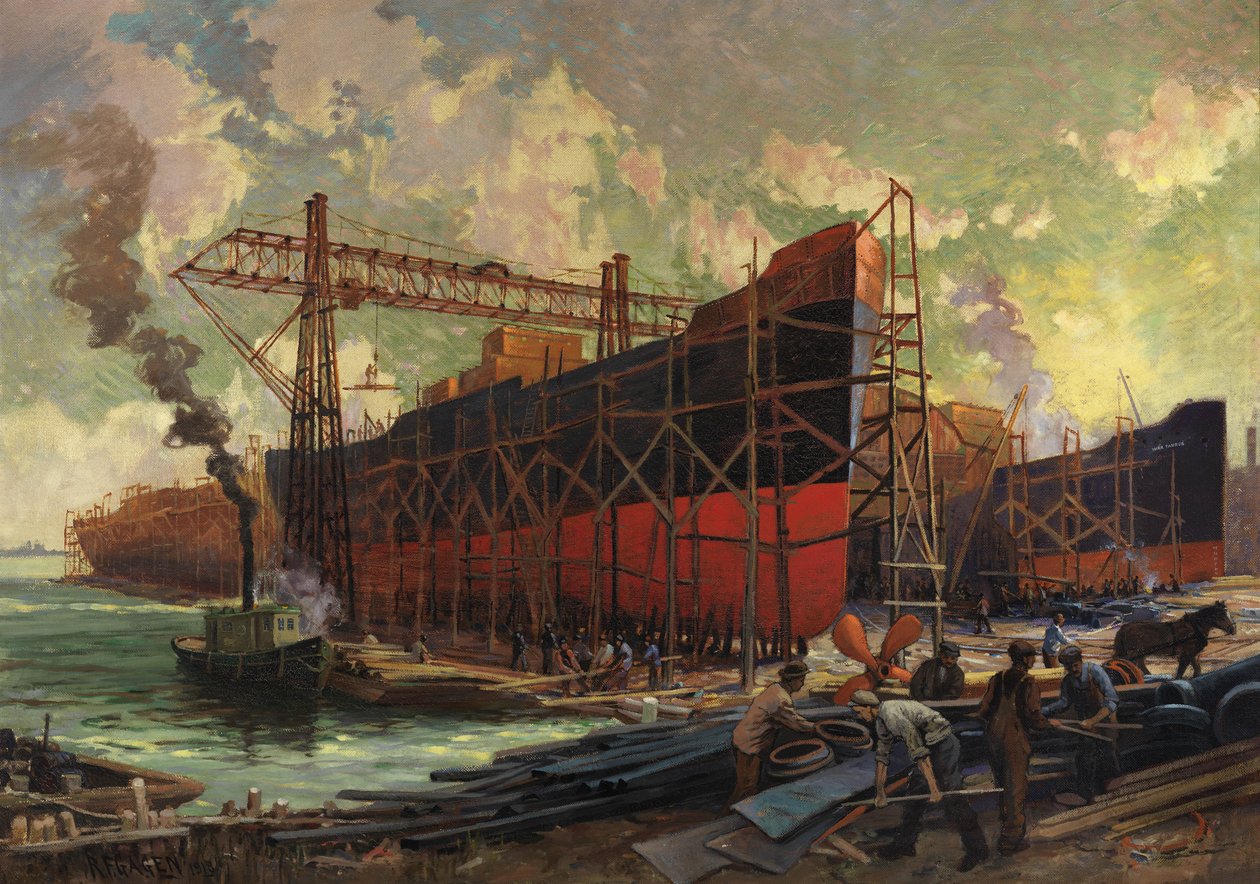 Laivanrakennus Ashbridges Bayssä, Torontossa, 1918 tekijältä Robert Ford Gagen