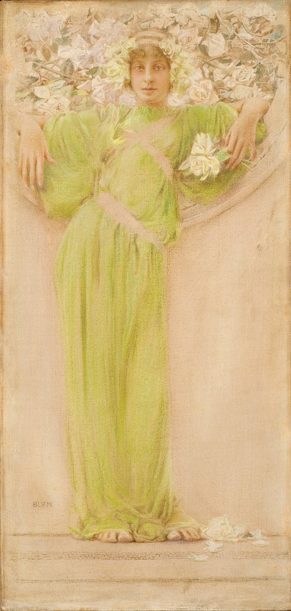 Ruusukimppu (kesäkuu) 1897 (Öljy, pastelli ja lyijykynä kankaalle) tekijältä Robert Frederick Blum