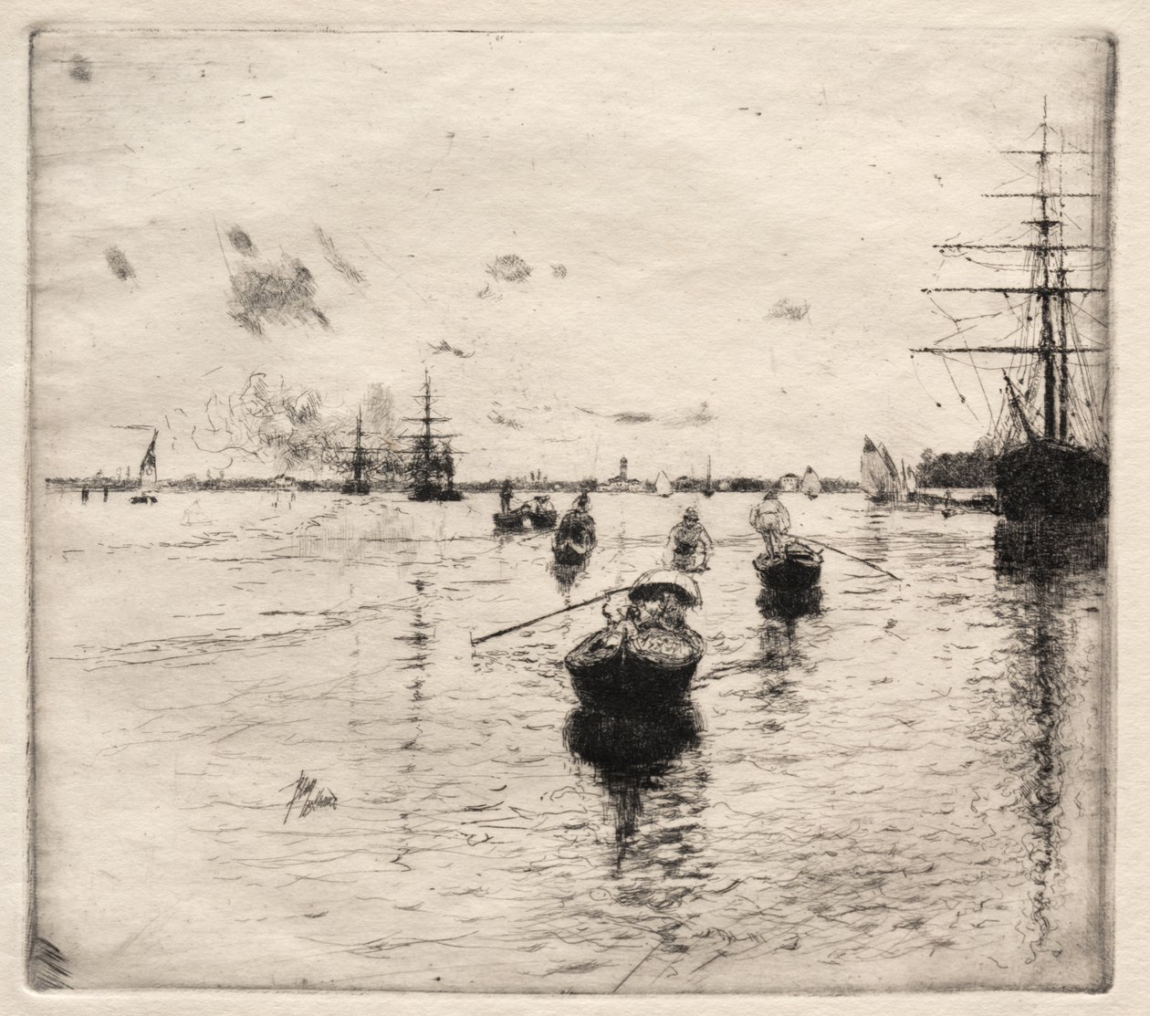 Laguuni höyrylaivoineen ja gondolineen, 1885. tekijältä Robert Frederick Blum