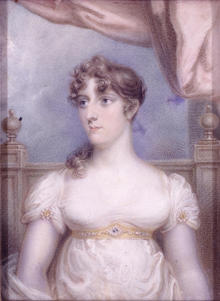 Rouva Robert Fulton, n. 1810-1815 (akvarelli norsunluulle) tekijältä Robert Fulton