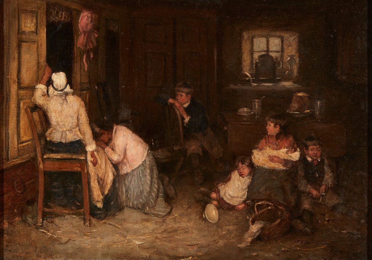 Surulliset uutiset (öljy kankaalle) tekijältä Robert Gemmell Hutchison