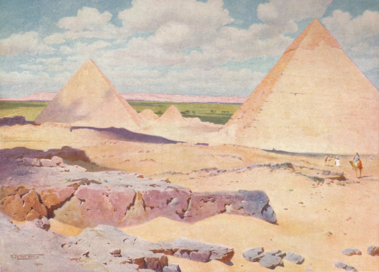 Gizehin pyramidit autiomaasta, c1880, 1904 tekijältä Robert George Talbot Kelly