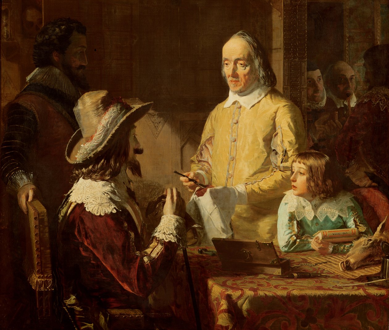 William Harvey (1578-1657) esitteli Charles I:lle teoriaansa verenkierrosta, 1848 tekijältä Robert Hannah