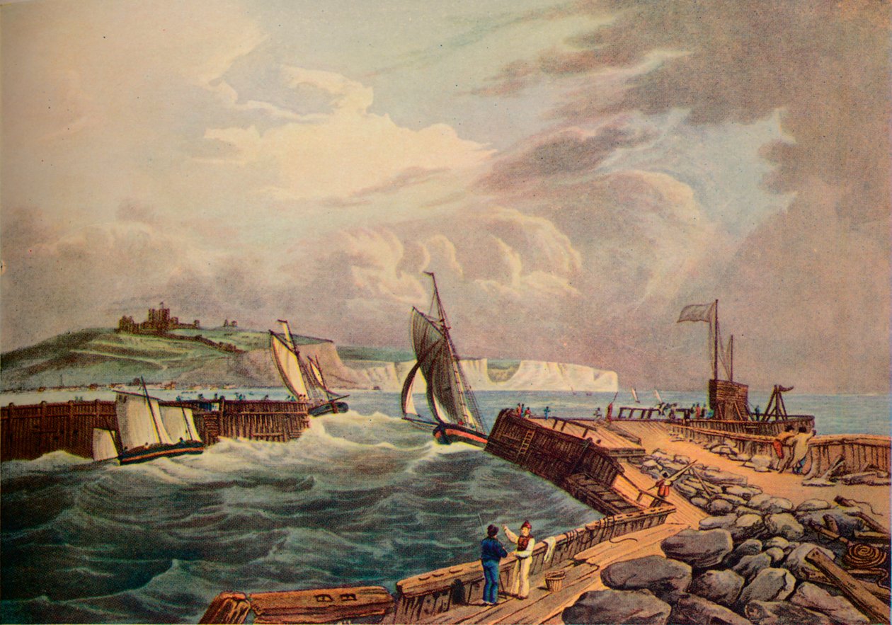 Cutter saapuu Doverin satamaan, 1819 tekijältä Robert Havell