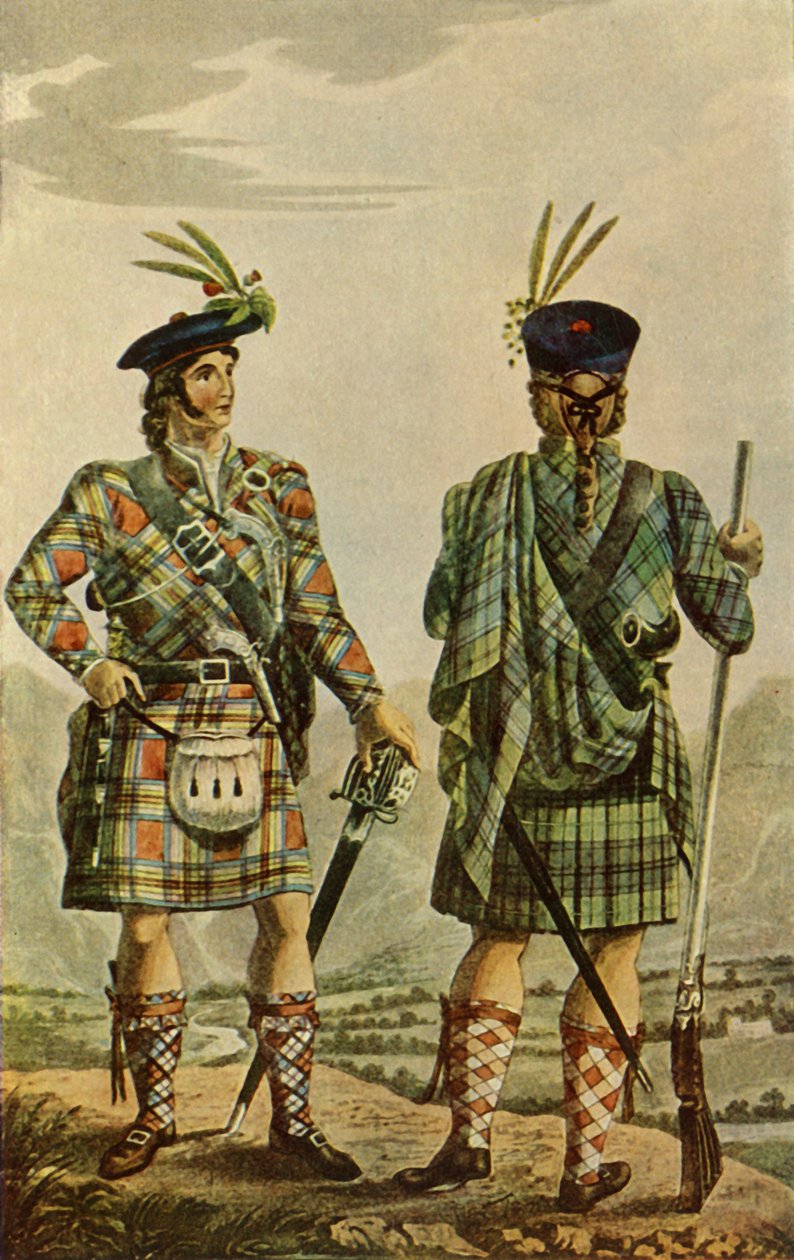 "Highland Chiefs in the Stewart and Gordon Tartans", 1831, 1946. tekijältä Robert Havell