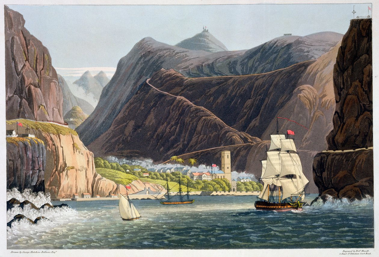 The Roads, St Helena, 1815 tekijältä Robert Havell