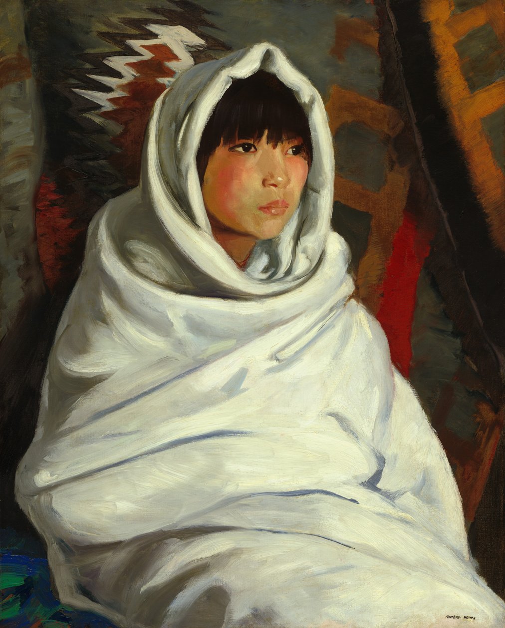 Intialainen tyttö valkoisessa peitossa, 1917. tekijältä Robert Henri