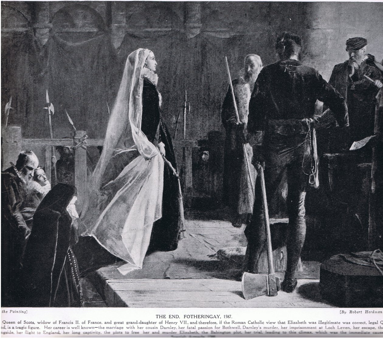 The End, Fotheringay, 1587, kuvitus teoksesta "Hutchinson