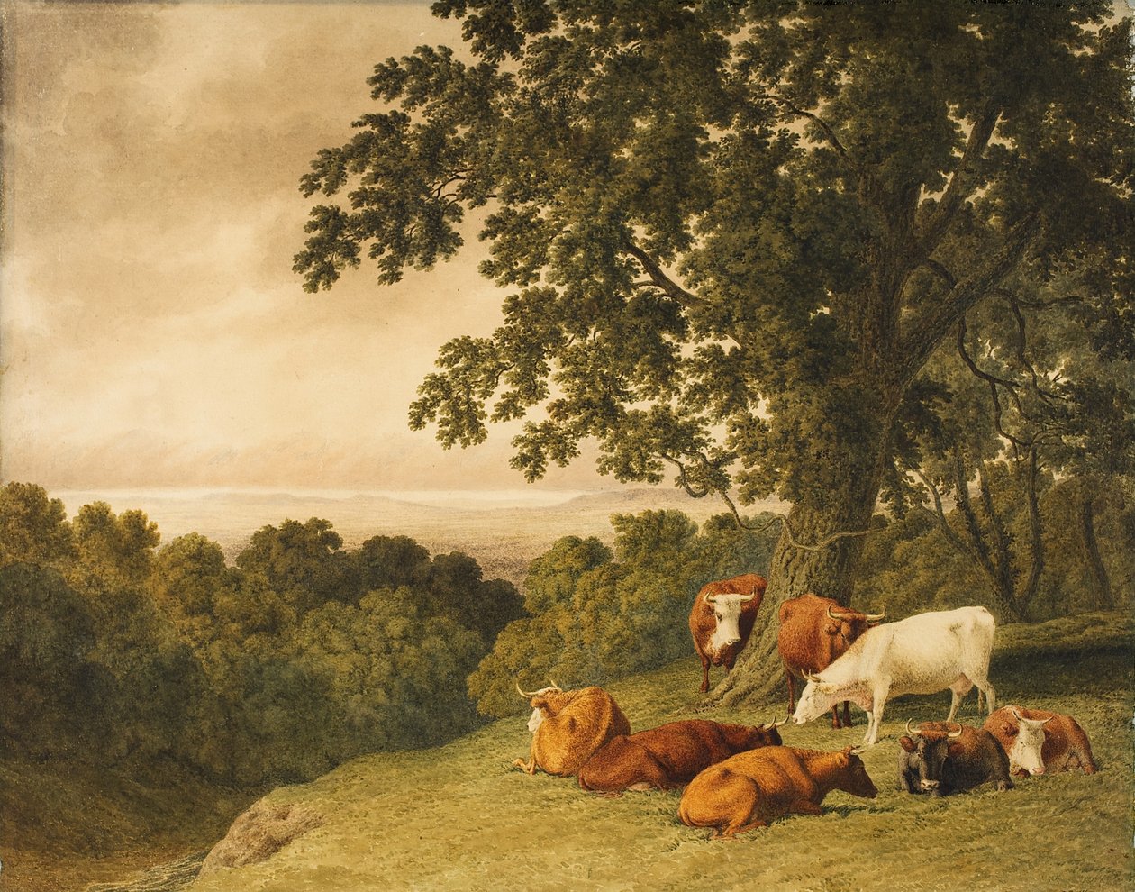 Maisema karjan kanssa, 1819 tekijältä Robert Hills