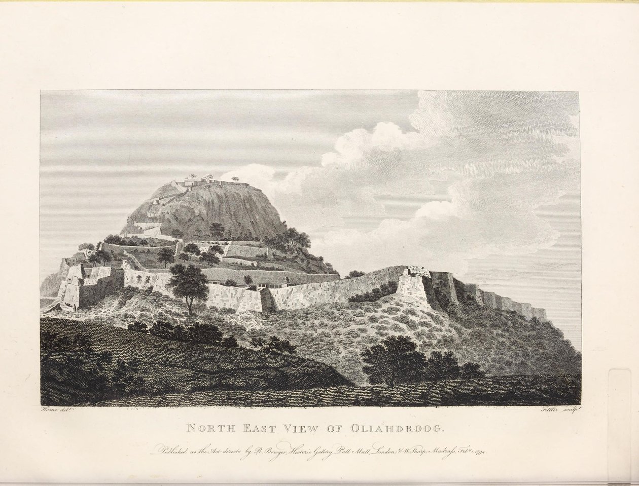 Illustrasjon hentet fra boken Valitse näkymät Mysore, Tippoon maa Sultan av Home, Robert og utgitt av Julkaisija Mr. Bowyer (gb, 1794) tekijältä Robert Home