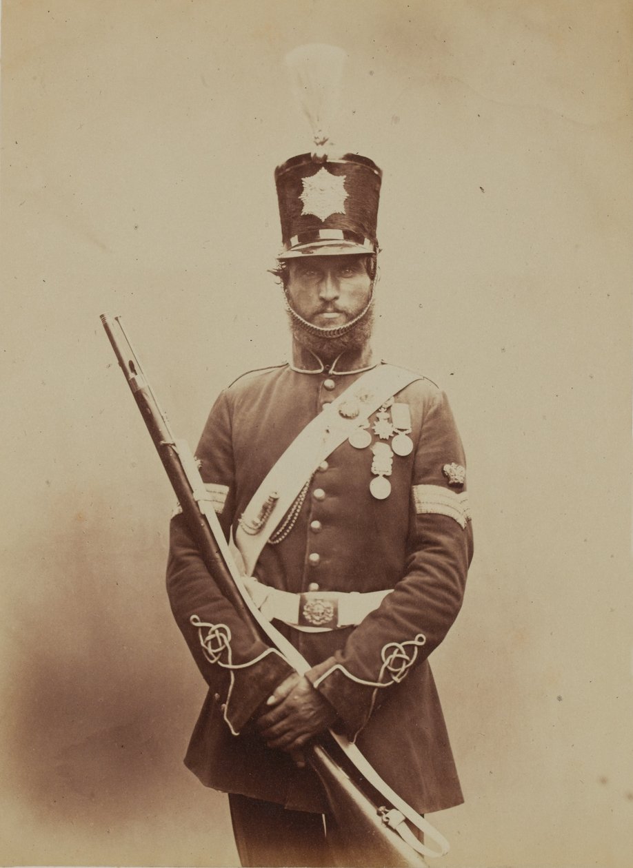 Värikersantti John Paul, Royal Sappers and Miners, 1856 (seepiakuva) tekijältä Robert Howlett