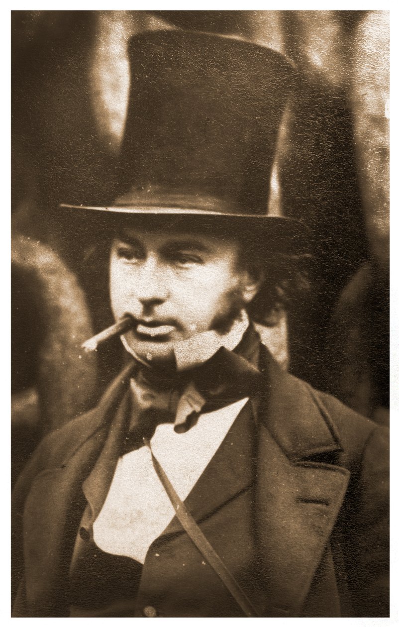 Isambard Kingdom Brunelin muotokuva SS Great Eastern -aluksen vesillelaskuketjujen luona, 1857. tekijältä Robert Howlett