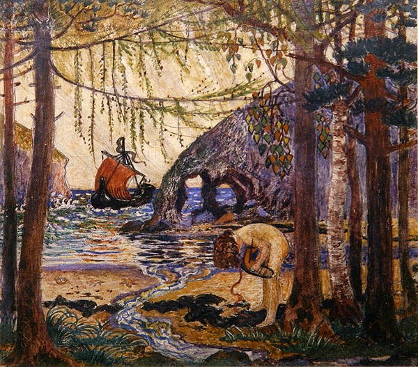 Dream Boat, n. 1915 (öljy ja tempera paperilla) tekijältä Robert James Enraght Moony