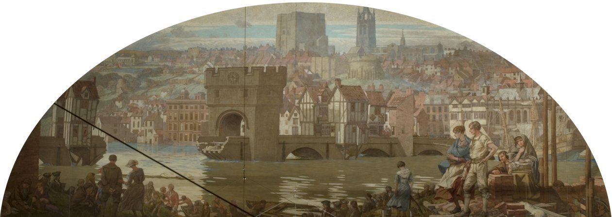 Newcastle upon Tyne Gatesheadista - Suuri tulva, 1771 jKr. (öljy kankaalle) tekijältä Robert John Scott Bertram