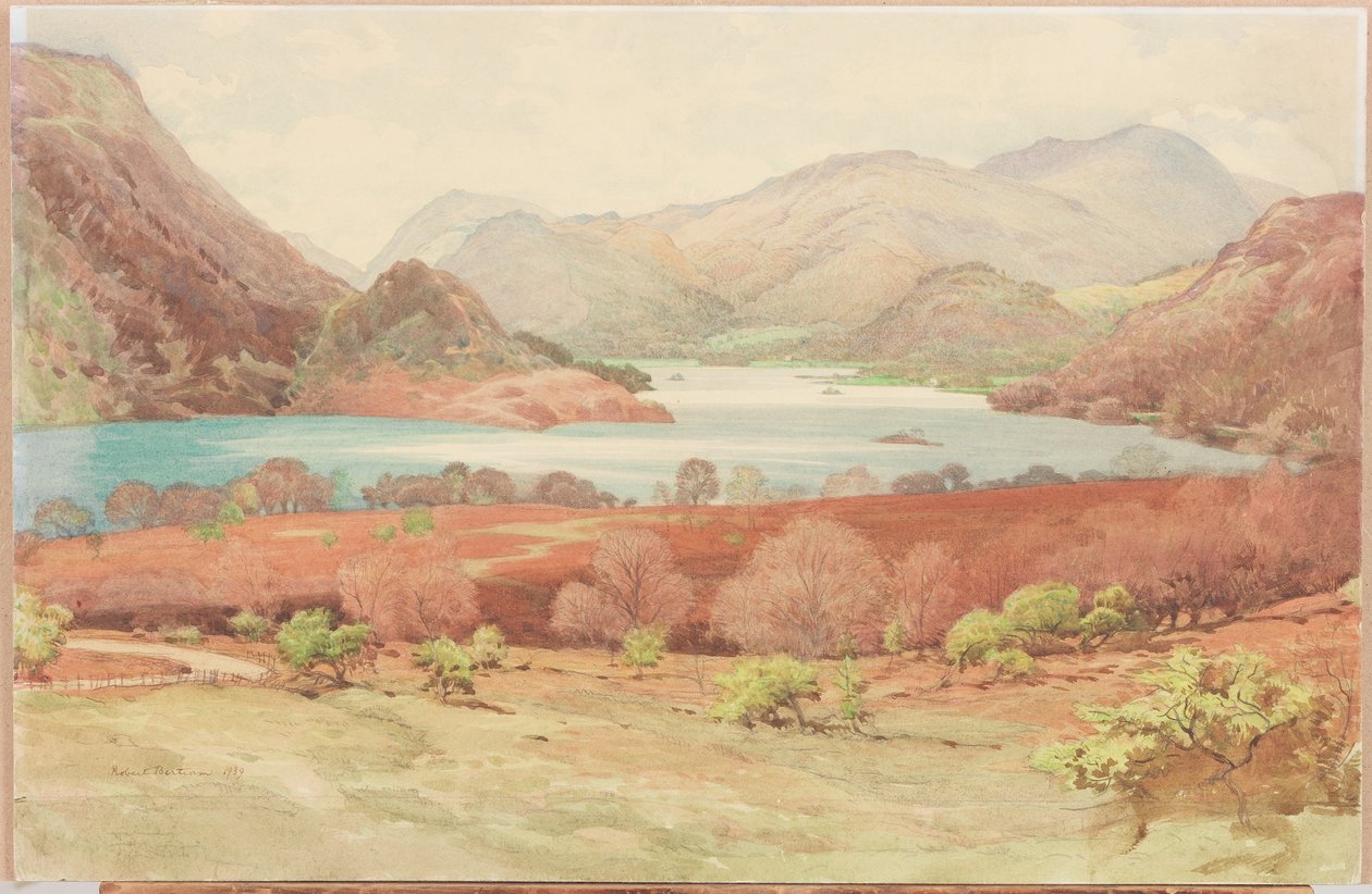 Ullswater toukokuussa (lyijykynä ja akvarelli kartongille) tekijältä Robert John Scott Bertram
